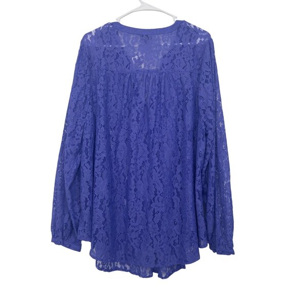 Torrid Womens Harper Lace Tunic Top SZ 2XL 18/20 Purple Long Sleeve Semi Sheer - Picture 9 of 14